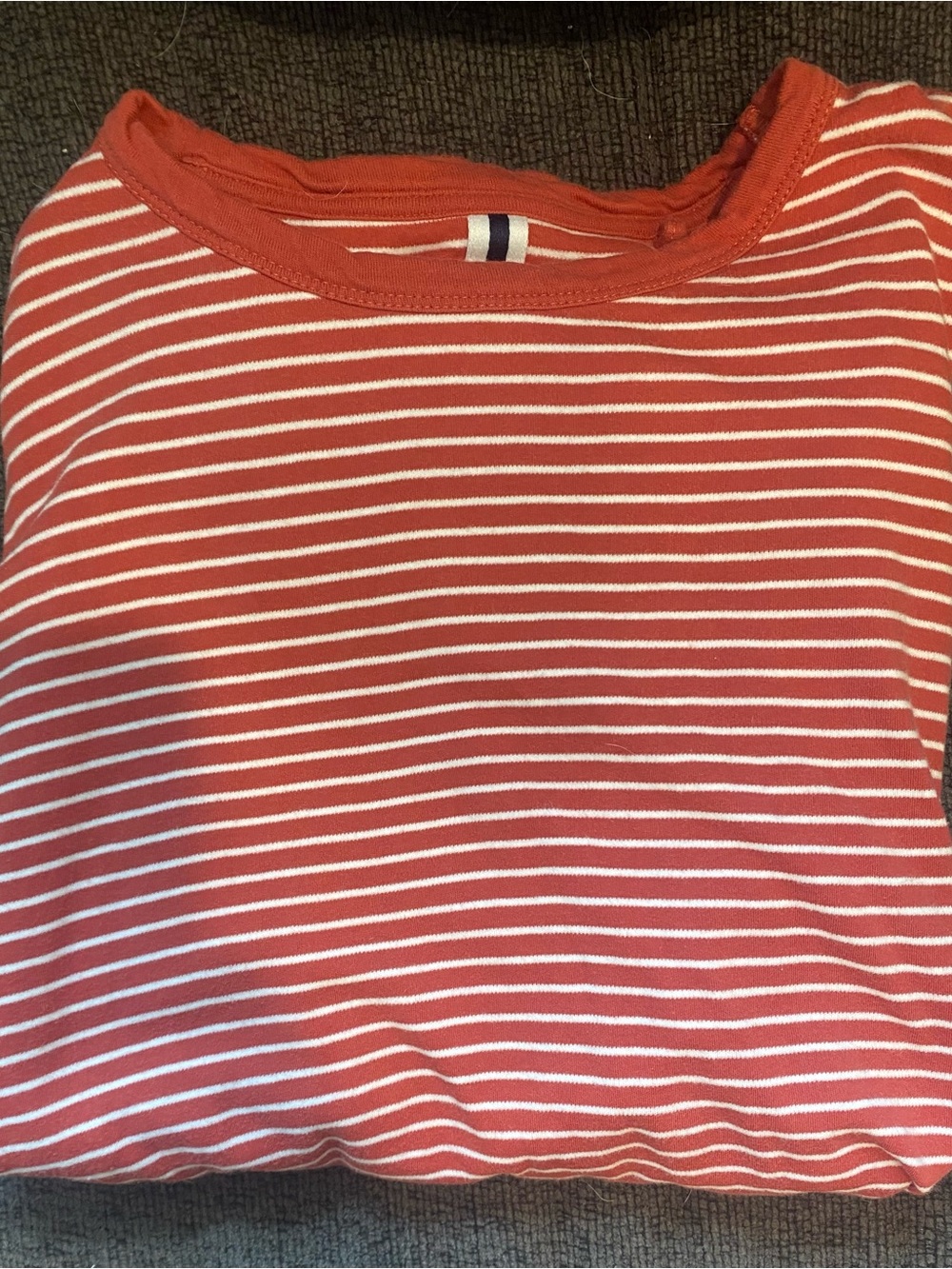 Denim & Flower Rust Red and White Striped Long Sleeve Tee